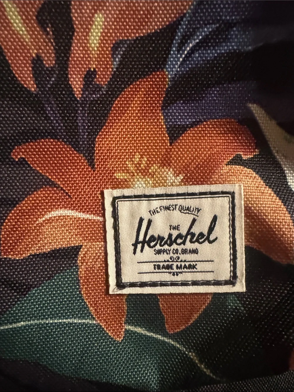 Herschel Supply Company Navy Backpack with Orange Floral Print